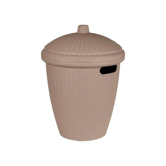Корзина для хранения 30л с крышкой "Keeplex Rattan" круглая (морской песок)
