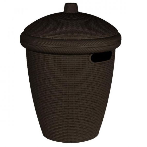 Корзина для хранения 30л с крышкой "Keeplex Rattan" круглая (темный каштан) 120411011
