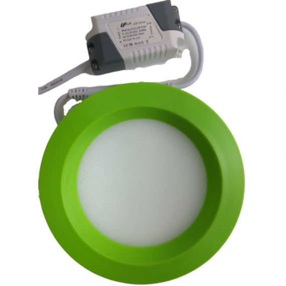 Светильник светодиодный встраиваемый LEDx6Вт D-140мм 4000К зеленый  ABS Panel 6W Gr