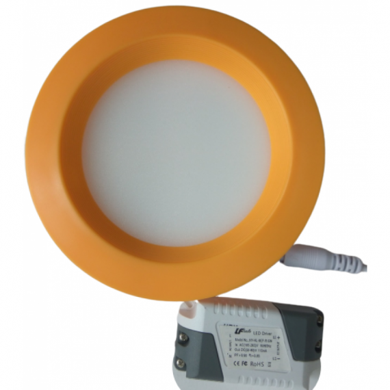 Светильник светодиодный встраиваемый LEDx6Вт D-140мм 4000К оранжевый  ABS Panel 6W Or