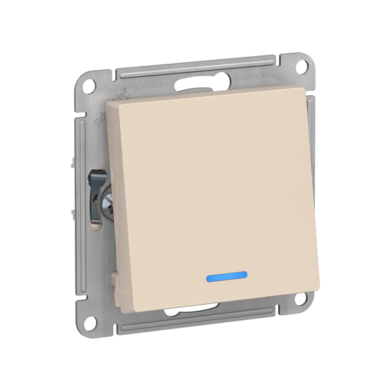 Переключатель 1-клавишный с подсветкой 10АХ бежевый ATLAS DESIGN  ATN000263, изображение 2