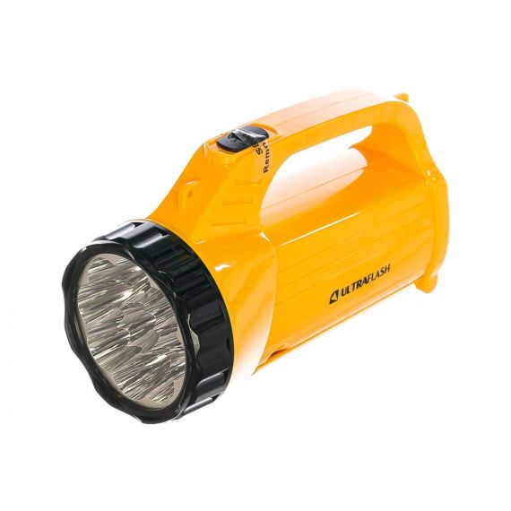 Фонарь аккумуляторный LED3819CSM 9LED + 12SMD 2 режима аккум. SLA 220В желт. Ultraflash 45182/12860