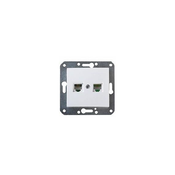 Розетка 2-мест.телеф. Volsten Magenta V01-11-F22-M RJ-11 белая м-зм