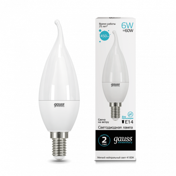 Gauss Лампа LED Elementary Globe E14 6W 4100K
