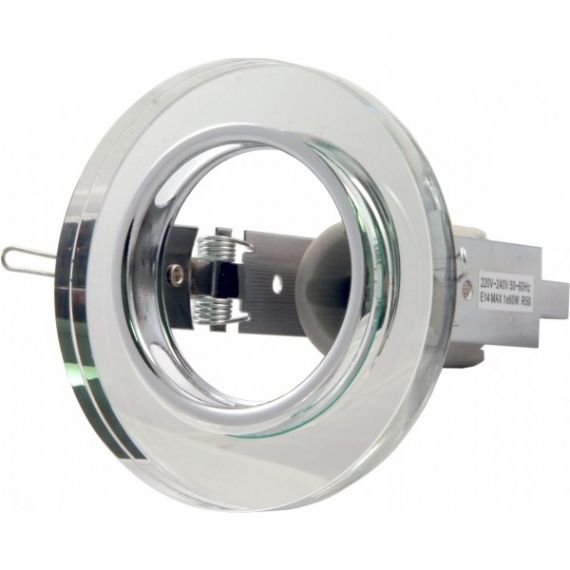 Светильник "КРУГЛЫЙ" под R50 60W E14 стекло гран.зеркал  Q01-R50 WH/CH