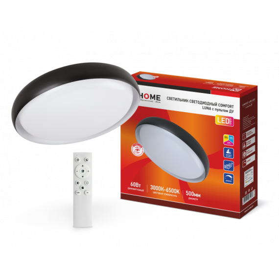 Светильник LED COMFORT LUNA 60Вт 230В 3000-6500К 4800Лм 500*110мм пульт ДУ IN HOME  4430