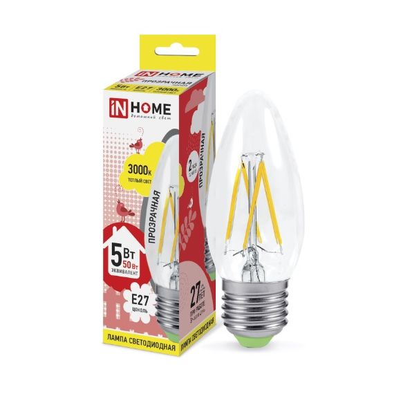 Лампа LED свеча-deco 5Вт 230В Е27 3000К