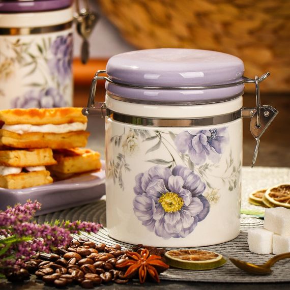 Банка для сыпучих продуктов, доломит, 0.35 л, с крышкой, Daniks, Флорина 419431
