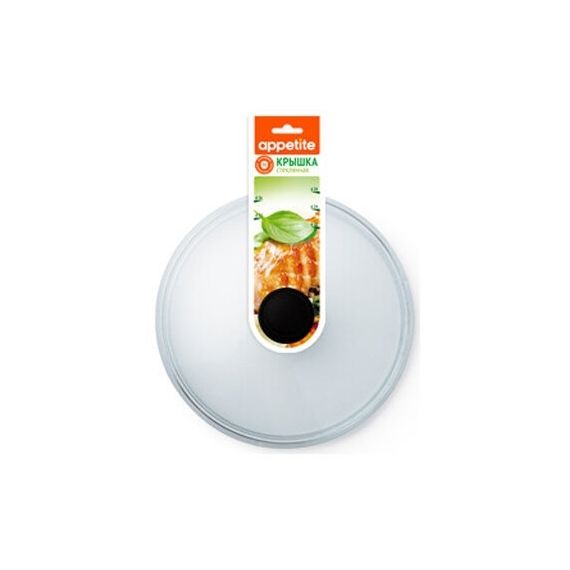 Крышка стеклянная литая пласт кнопка 26см TM Appetite  HSD26L