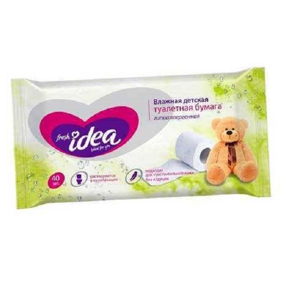 Бумага туалетная влажная детская растворяющаяся Fresh idea 40шт
