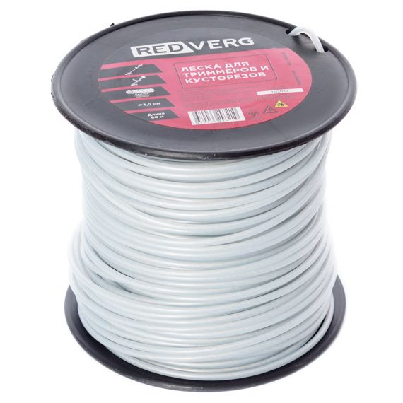 Леска триммерная 3,0*60м круглая с мет. сердечником Redverg