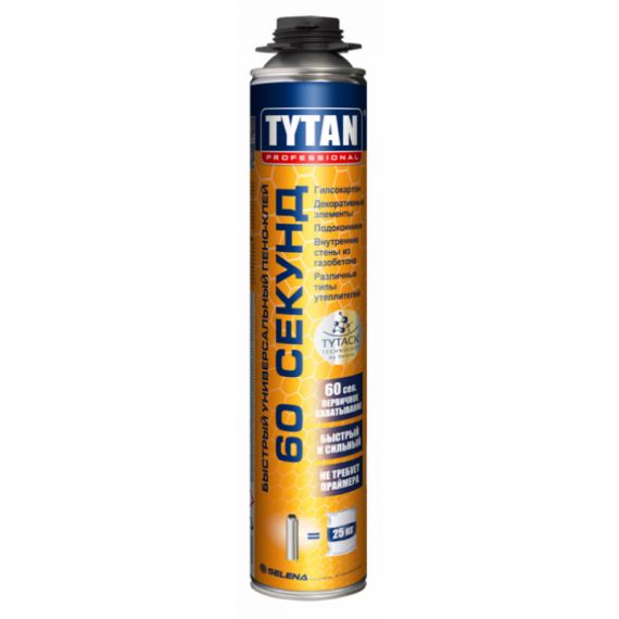 Пено-клей Tytan Professional 60 секунд быстрый универсальный  750мл  50523