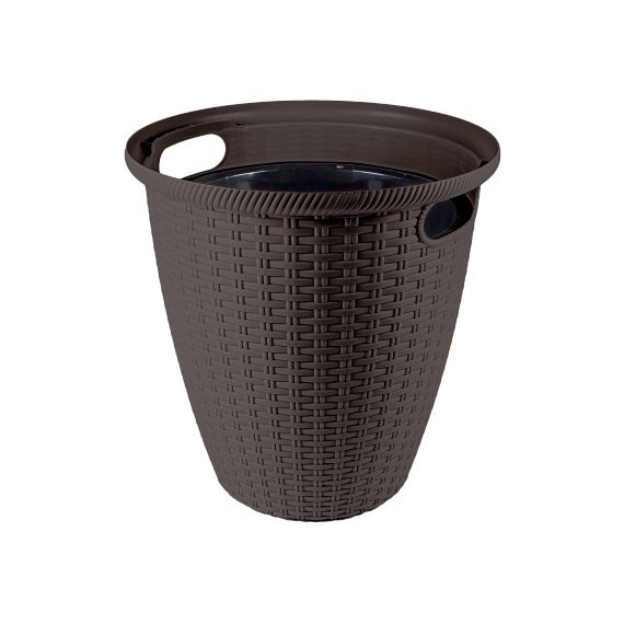 Кашпо напольное Rattan D380/ 30л с внутренним горшком 16л Молочный шоколад ING50030 ШОК
