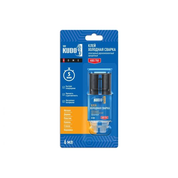 Клей эпоксидный Kudo Home KBS-750, двухкомпонентный, 6 мл  11607395