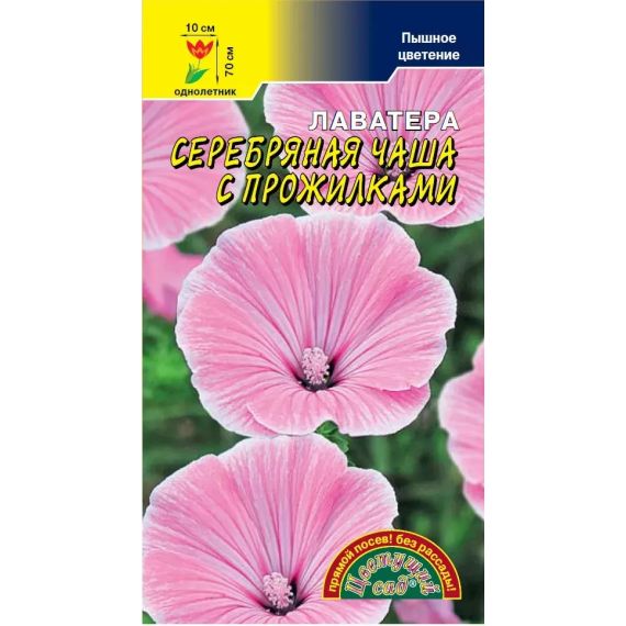 Семена Цветущий Сад Лаватера Серебряная чаша с прожилками 0,2г