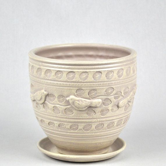 Горшок ПТИЦЫ бутон бел. 22см  75-126