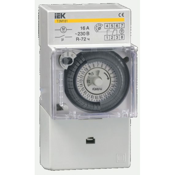 Таймер ТЭМ181 аналоговый 16А 230В на DIN-рейку IEK МТА20-16