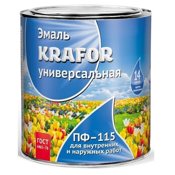 Эмаль ПФ-115 KRAFOR 1,8кг Желтая 26002