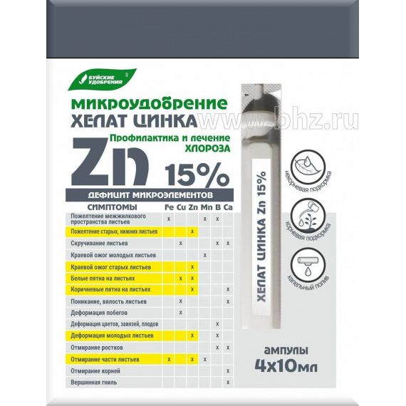 Микроудобрение Хелат цинка ампулы 4*10мл