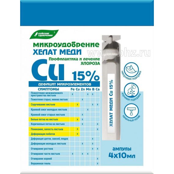 Микроудобрение Хелат меди ампулы 4*10мл