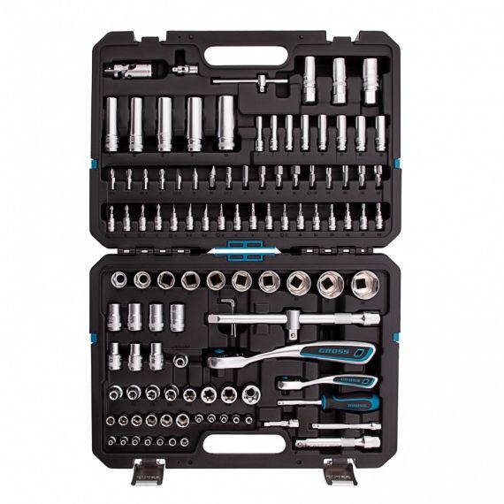 Набор инструментов 109 предм. GROSS 1/4", 1/2", CrV 120 зуб. 14155, изображение 4