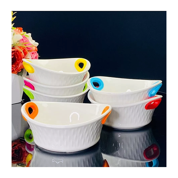 Набор из 6 круглых салатников с ручками  142-063, изображение 2