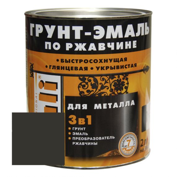 Грунт-эмаль по ржавчине DALI 3в1 2л глянцевая серый графит