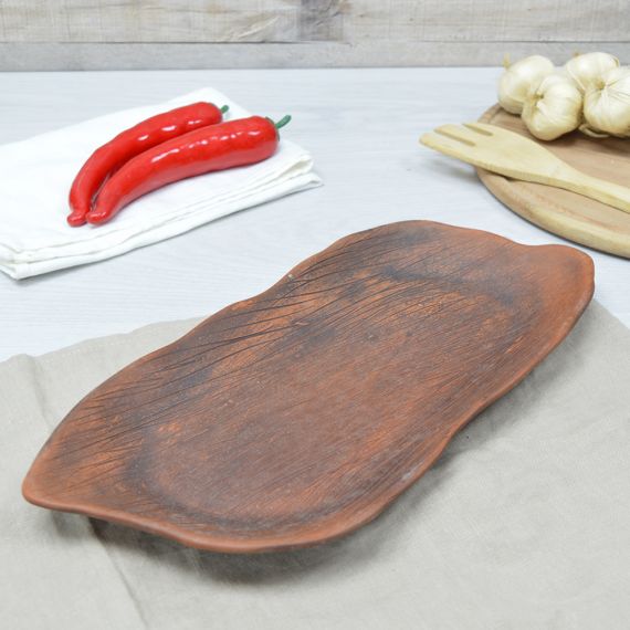 Блюдо для суши 37*18*3см резка, красная глина 41434/ 62787, изображение 2