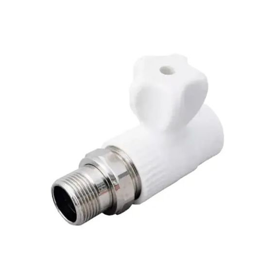 Кран шаровой PP-R белый Дн 20х1/2" НР прямой для радиатора VALFEX 10149020/ 007-7675
