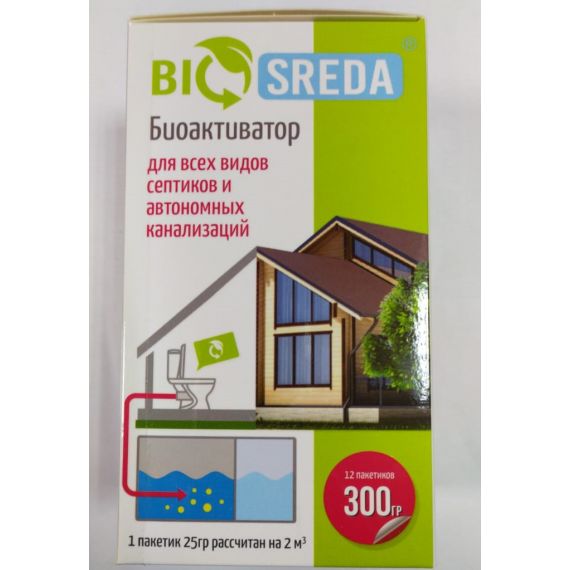 Биоактиватор BIOSREDA д/септиков 300гр 12 пакетиков