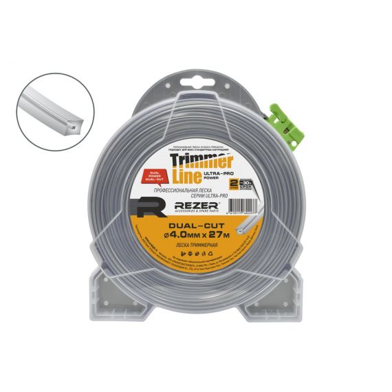 Леска триммерная 4,0*27м квадрат Rezer DUAL-CUT  03.007.000168