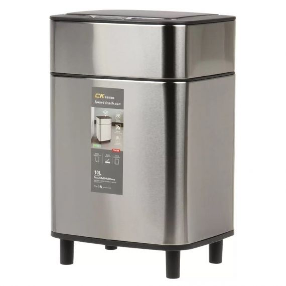 Контейнер для мусора нержавеющая сталь, 10 л, прямоугольный, сенсорный, без батареи, Y4-9344