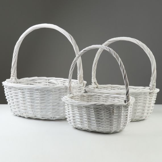 Корзина плетеная 37*30*14/36 см белая  ива 10296409