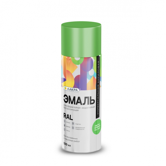 Эмаль Лакра RAL светло-зеленая 6018 аэрозольная 520мл  8300189