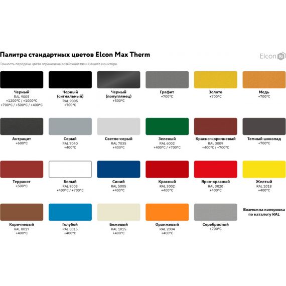 Эмаль Elcon термостойкая 0,4кг графит 700°, изображение 2