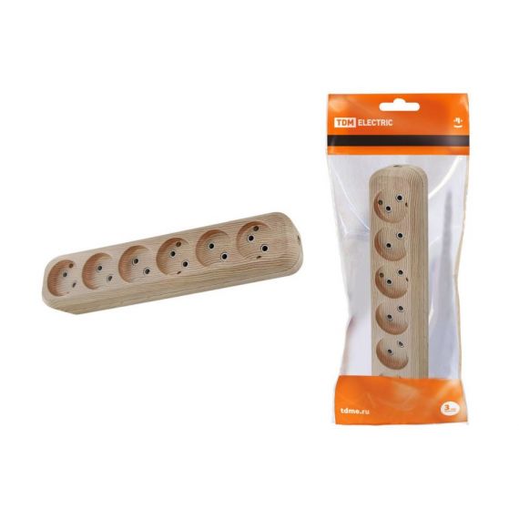 Колодка роз. 6гн. 2П б/з 10А 250В "Эко" сосна TDM  SQ1806-0056