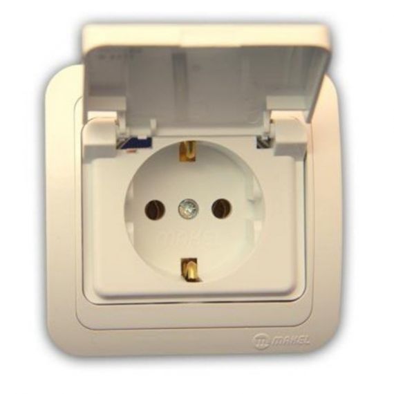 МИМОЗА Розетка 1гн. с/з крем. с крышкой