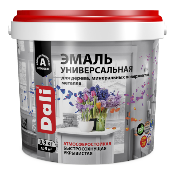 Эмаль акриловая "DALI" универсальная глянцевая БАЗА А 0,9 КГ 55795
