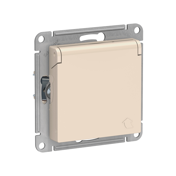 Механизм розетки 1-м с заземл. со шторками и крышкой 16А бежевая ATLAS DESIGN  ATN000246