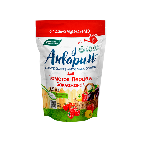 АКВАРИН Удобрение водорастворимое для томатов, перцев, баклажанов 0,5кг  19437