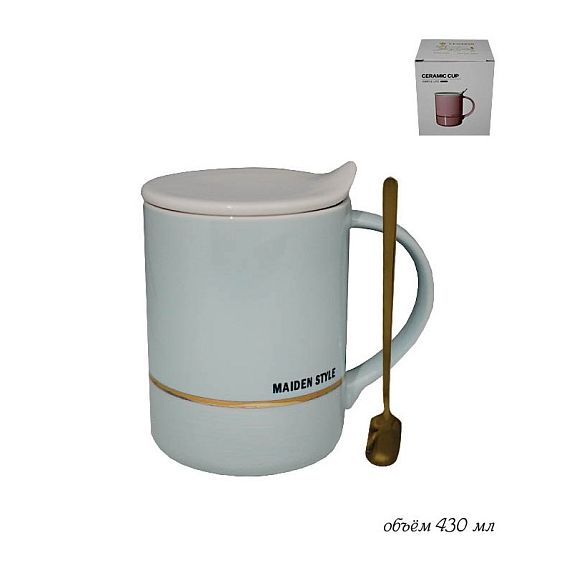 Кружка с крышкой и ложкой 430мл 106-018
