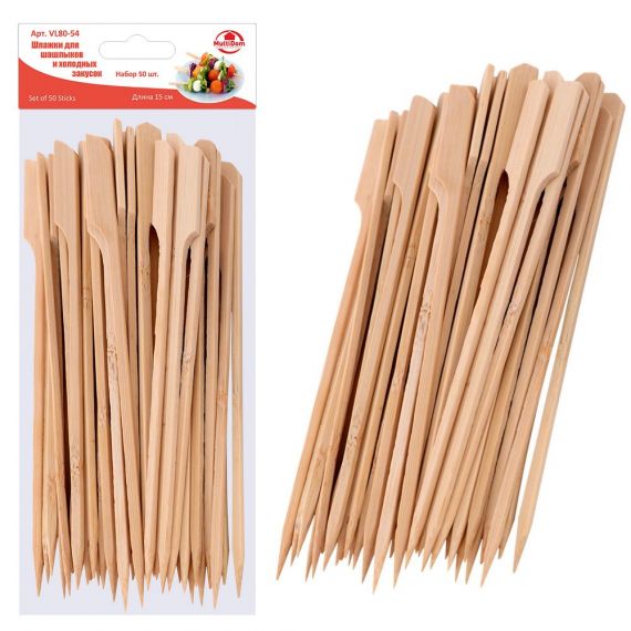 Шпажки для шашлыков и холодных закусок 15см 50шт VL80-54