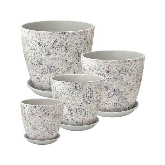 Горшок роспись бутон яшма белый 18см РС191