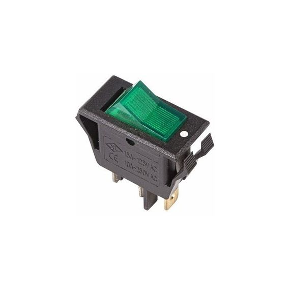 Выкл. клавишный ON-OFF 15A (3c) зеленый с подсветкой Rexant 36-2226