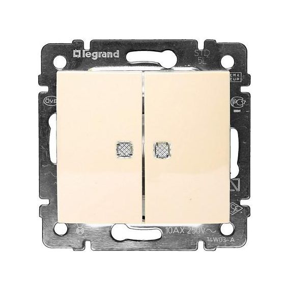 ЛЕГРАНД Выкл.2кл крем.с подсв.