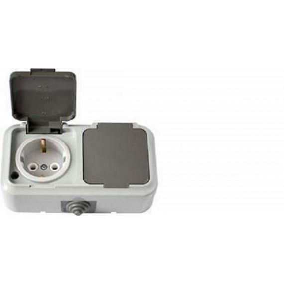 Розетка 2-м РА16-303(03) о/п IP54 з/к серый Пралеска Аква  05451