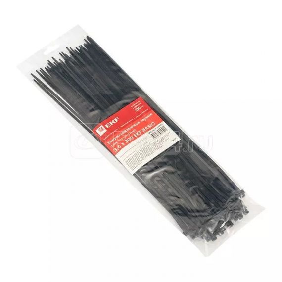 Хомут 3,6*300 EKF нейлон черный 100шт pic-cb-3.6х300  213286