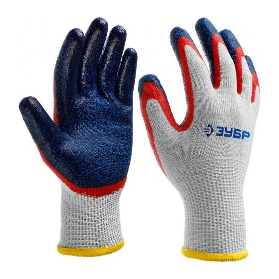 Перчатки ЗУБР ЗАХВАТ-2  х/б с двойным нитриловым обливом 13 класс 11454