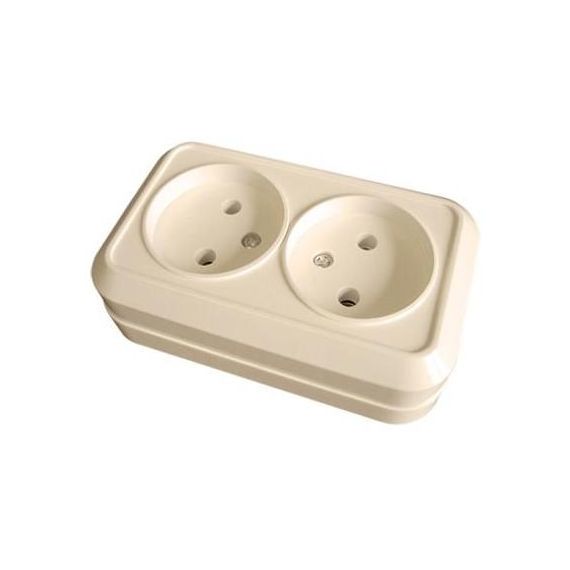 МАКЕЛ Розетка 2гн. б/з кремовая
