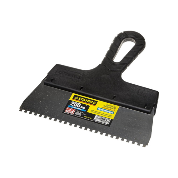 Шпатель STAYER зубч. 200мм 4*4мм  1009-20-04